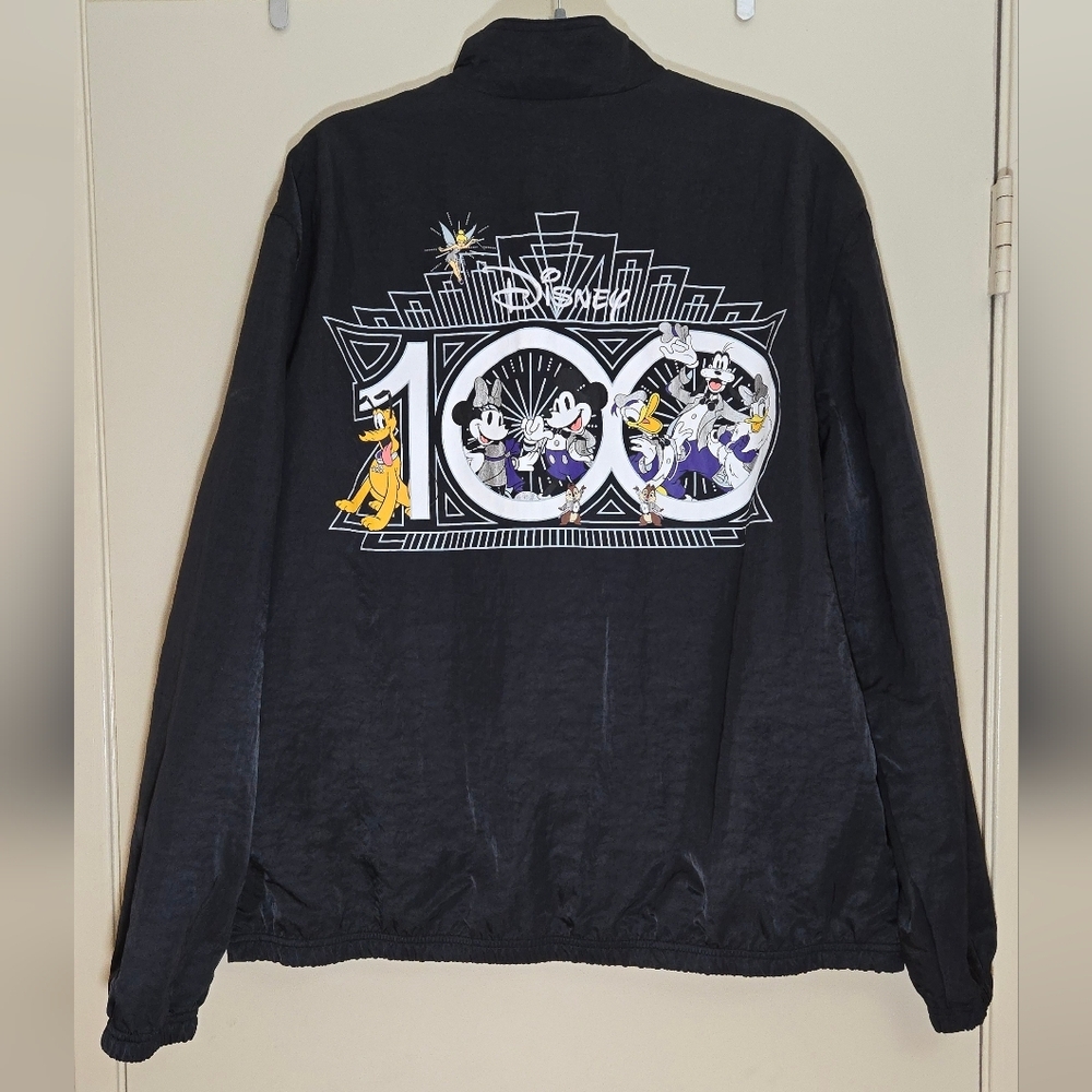 Disney 100th Anniversary Black Full Zip Bomber Jacket Size Extra Large